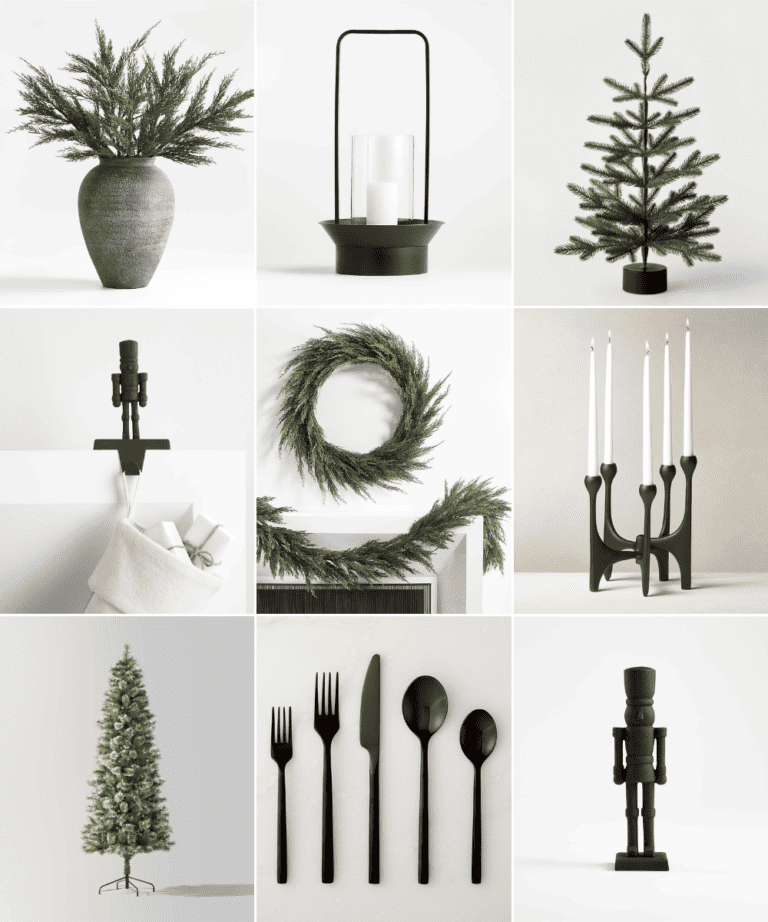 Christmas Decor Ideas Black and Evergreen